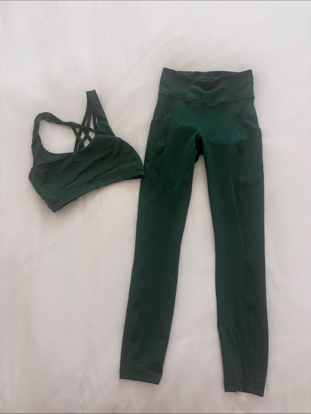 lululemon athletica Deep Green Sports Bra & Leggings Set